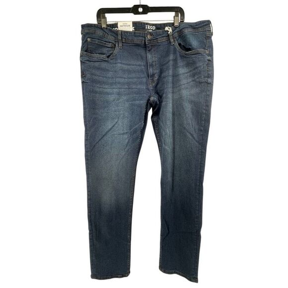 IZOD Men’s Slim Fit Ultra Soft Flex Stretch Jeans Vespa Blue 42x34 NWT - Picture 2 of 16
